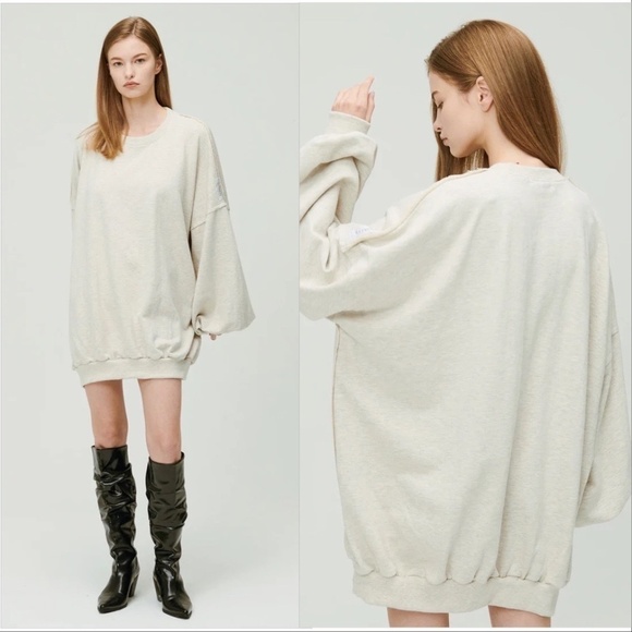 Storets Womens Lexi Oversized Sweatshirt Dress in Grey - Picture 1 of 6